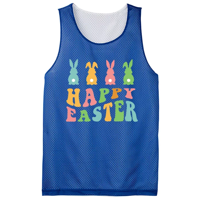 Retro Happy Easter Cute Bunny Rabbits Funny Easter Day Cute Gift Mesh Reversible Basketball Jersey Tank