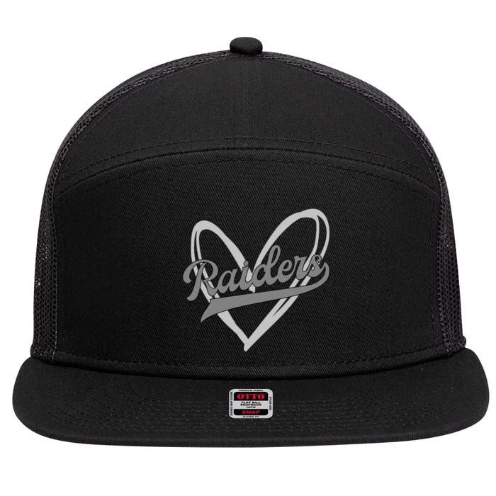 Raiders Heart Football Lover 7 Panel Mesh Trucker Snapback Hat