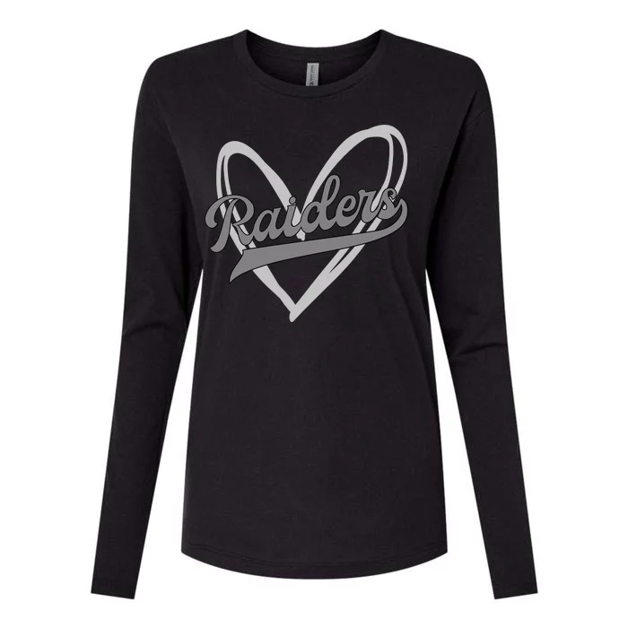 Raiders Heart Football Lover Womens Cotton Relaxed Long Sleeve T-Shirt