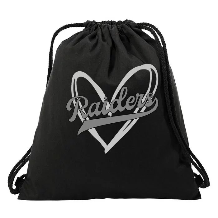 Raiders Heart Football Lover Drawstring Bag