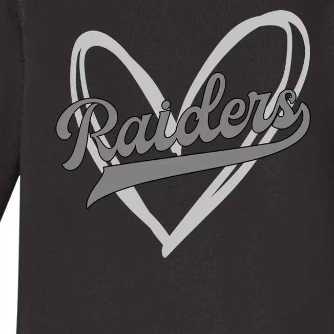 Raiders Heart Football Lover Baby Long Sleeve Bodysuit