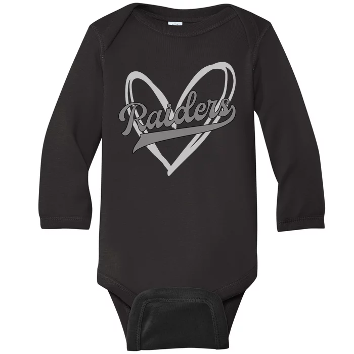 Raiders Heart Football Lover Baby Long Sleeve Bodysuit