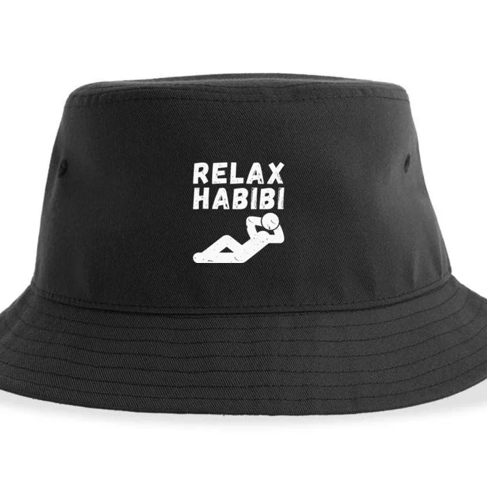 Relax habibi funny design for arab immigrant arab Roots Sustainable Bucket Hat