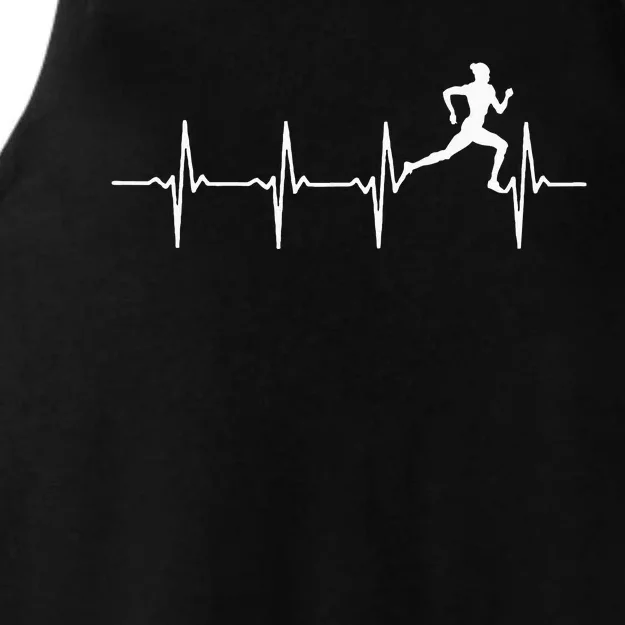 Running Heartbeat For Runners & Joggers Ladies Tri-Blend Wicking Tank