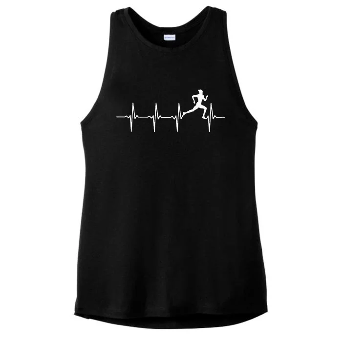 Running Heartbeat For Runners & Joggers Ladies Tri-Blend Wicking Tank