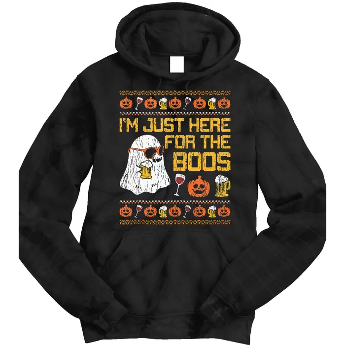 Retro Here For The Boos Ghost Halloween Costume Party Tie Dye Hoodie