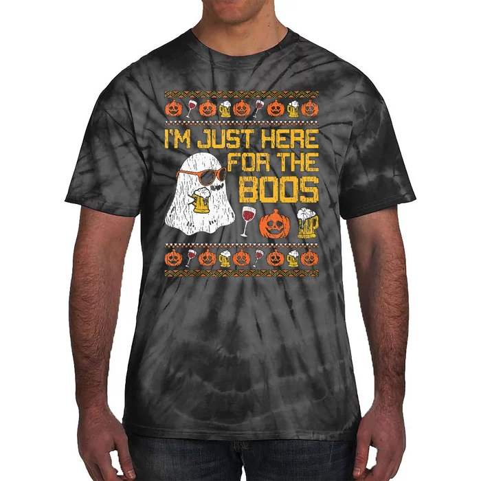 Retro Here For The Boos Ghost Halloween Costume Party Tie-Dye T-Shirt