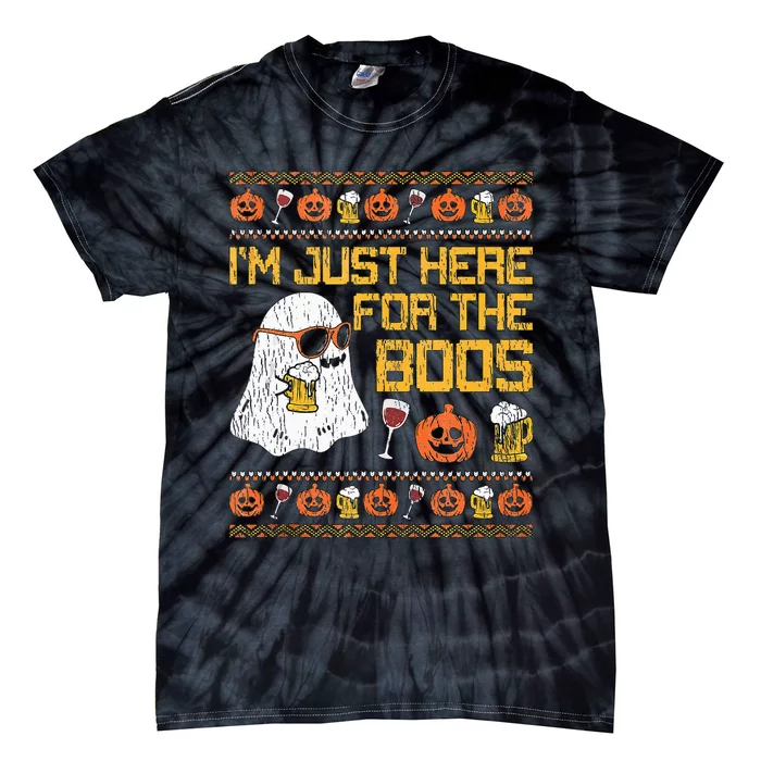 Retro Here For The Boos Ghost Halloween Costume Party Tie-Dye T-Shirt