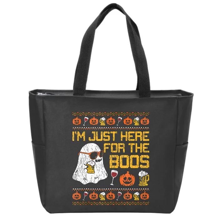 Retro Here For The Boos Ghost Halloween Costume Party Zip Tote Bag