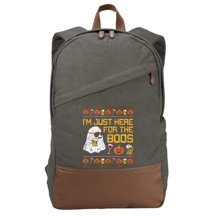 Retro Here For The Boos Ghost Halloween Costume Party Cotton Canvas Backpack