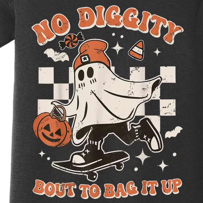 Retro Halloween Funny Ghost No Diggity Bout To Bag It Up Gift Baby Bodysuit