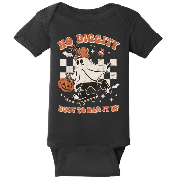 Retro Halloween Funny Ghost No Diggity Bout To Bag It Up Gift Baby Bodysuit