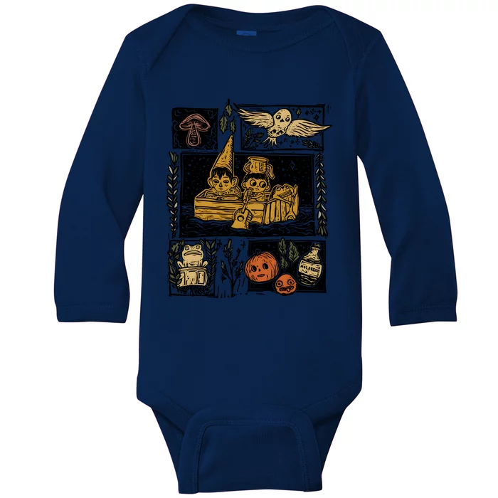 Retro Harvest Festival Halloween Pumpkin Baby Long Sleeve Bodysuit