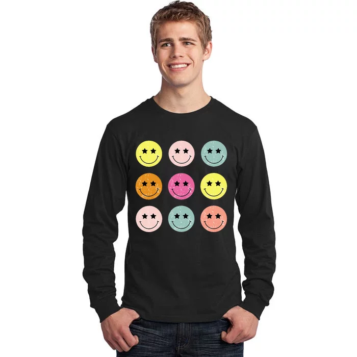 Retro Happy Face Checkered Pattern For Women Men Kids Tall Long Sleeve T-Shirt