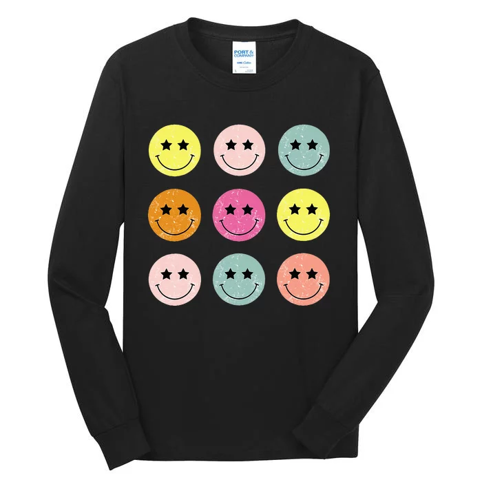 Retro Happy Face Checkered Pattern For Women Men Kids Tall Long Sleeve T-Shirt