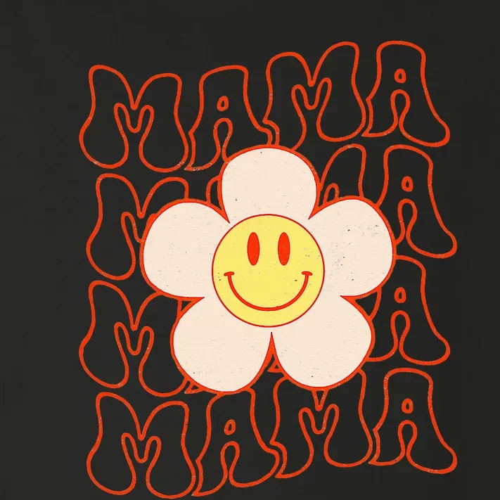 Retro Happy Face Mama Groovy Daisy Flower Smile Face Trendy Toddler Long Sleeve Shirt