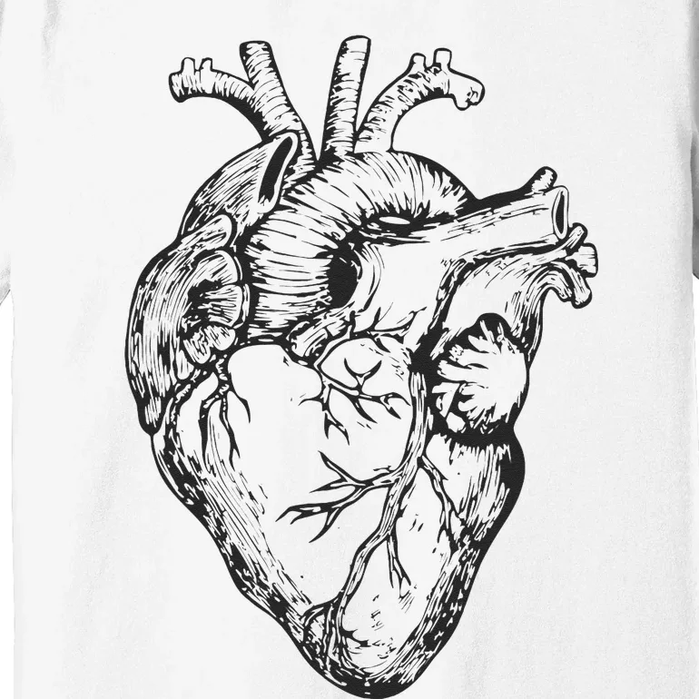 Real Heart Funny Human Anatomy Anatomical Cardiac Nurse Premium T-Shirt