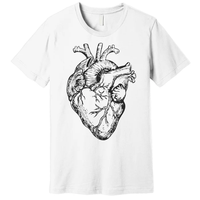 Real Heart Funny Human Anatomy Anatomical Cardiac Nurse Premium T-Shirt