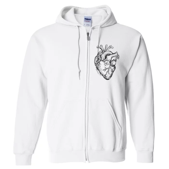 Real Heart Funny Human Anatomy Anatomical Cardiac Nurse Full Zip Hoodie