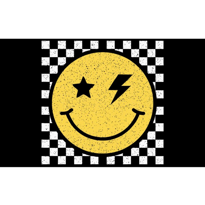 Retro Happy Face Checkered Pattern Smile Face Trendy Smiling Bumper Sticker