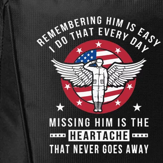 Remembering Him Fallen Hero Angel Soldier City Backpack