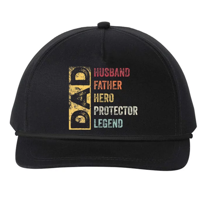 Retro Husband Father Hero Protector Legend Father Day Dad Snapback Five-Panel Rope Hat