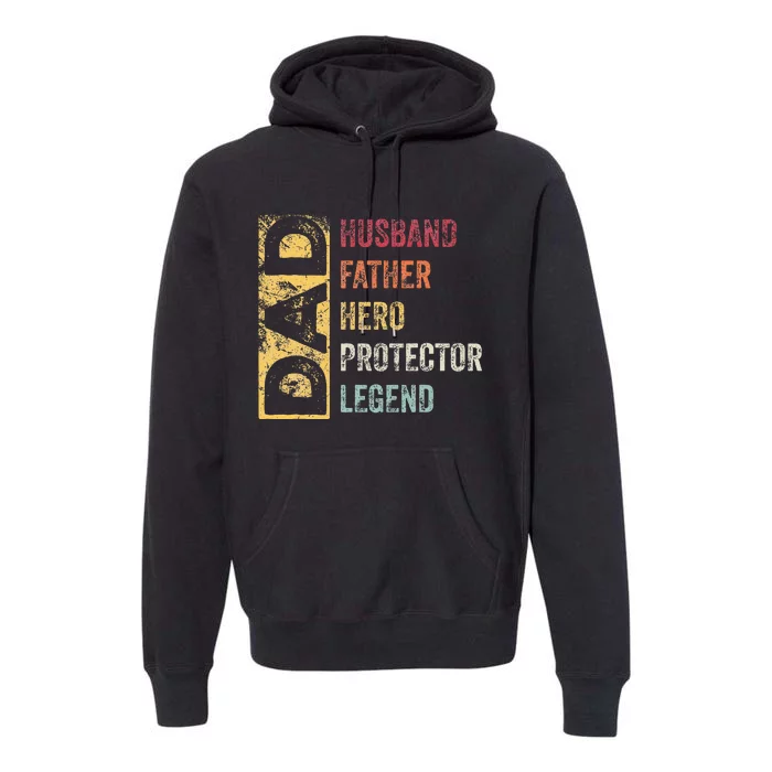 Retro Husband Father Hero Protector Legend Father Day Dad Premium Hoodie