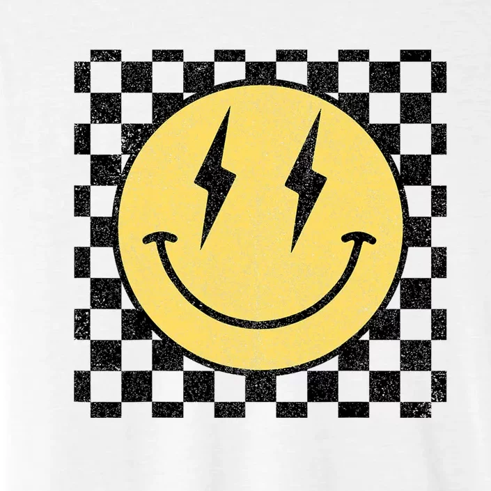 Retro Happy Face Checkered Pattern Smile Face ChromaSoft Performance T-Shirt