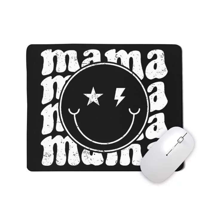 Retro Happy Face Mama Groovy Trendy New Mom Smile Face Mousepad