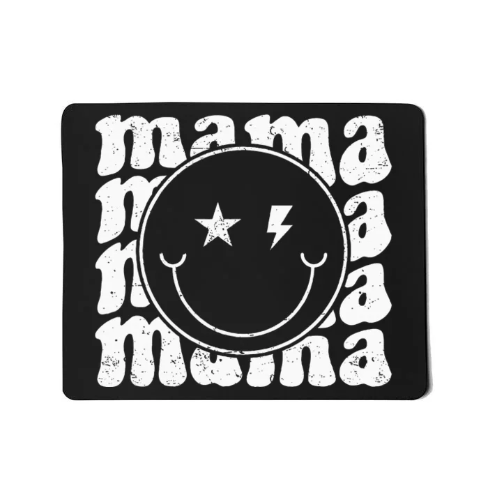 Retro Happy Face Mama Groovy Trendy New Mom Smile Face Mousepad