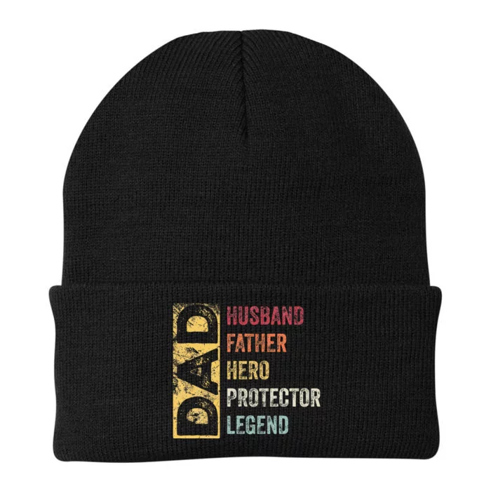 Retro Husband Father Hero Protector Legend Father Day Dad Knit Cap Winter Beanie