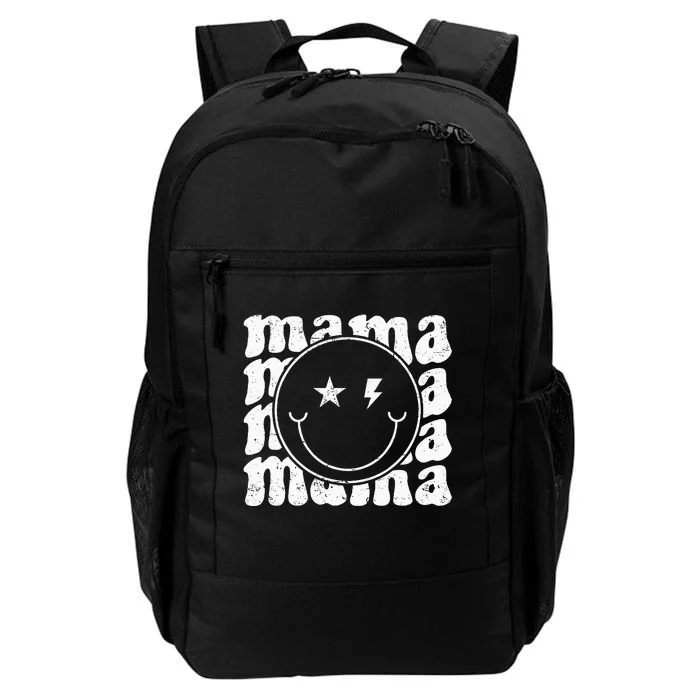 Retro Happy Face Mama Groovy Trendy New Mom Smile Face Daily Commute Backpack