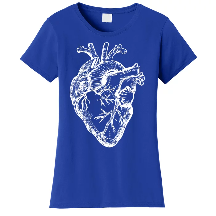 Real Heart Funny Hu Anatomy Anatomical Cardiac Nurse Gift Women's T-Shirt