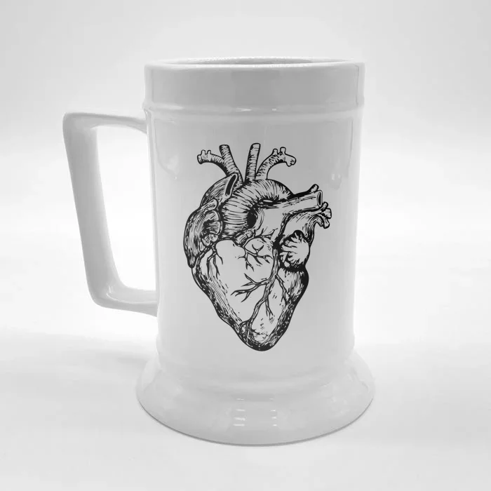 Real Heart Funny Hu Anatomy Anatomical Cardiac Nurse Gift Front & Back Beer Stein