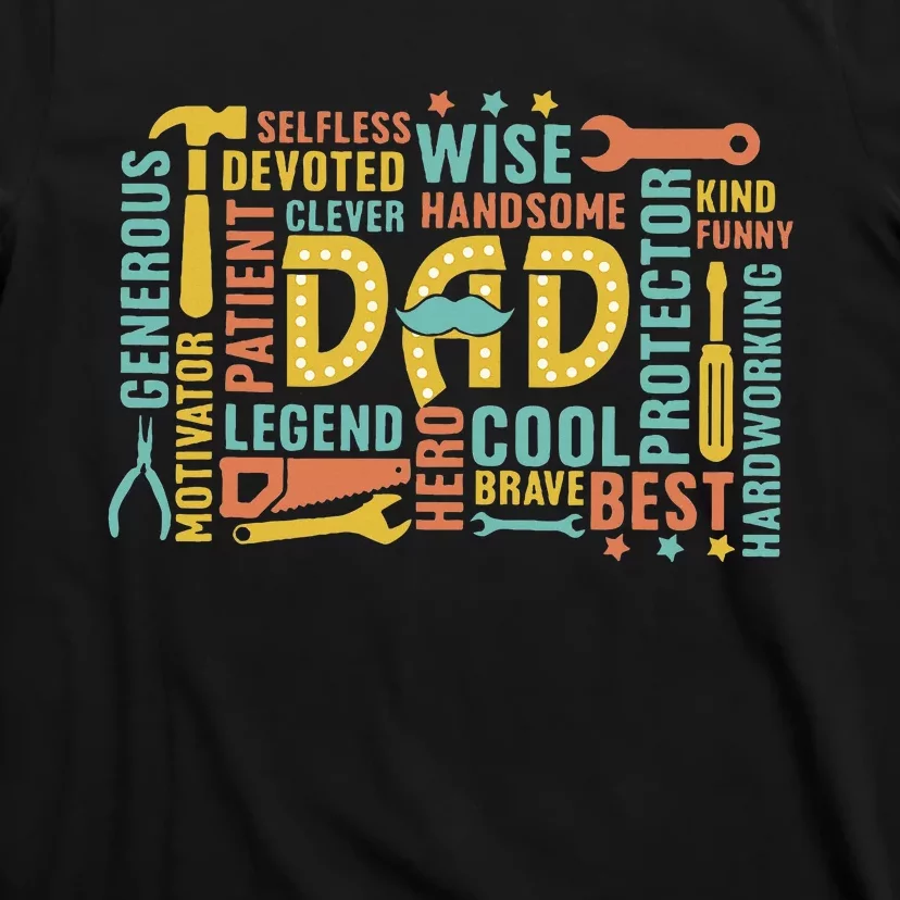 Retro Happy FatherS Day Dad Tools Best Dad Ever T-Shirt