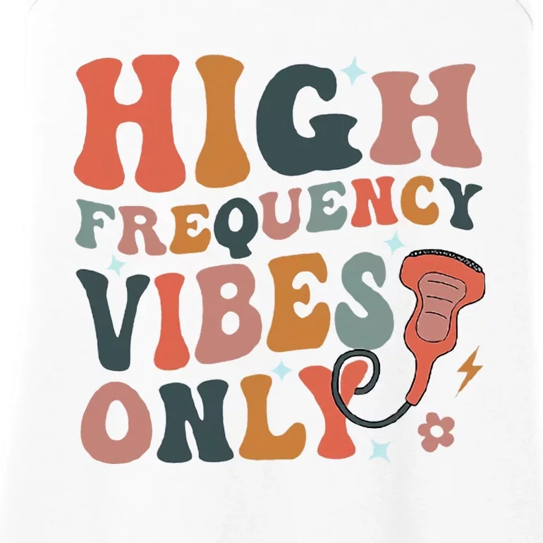 Retro High Frequency Vibes Only Sonography Ultrasound Tech Ladies Essential Tank