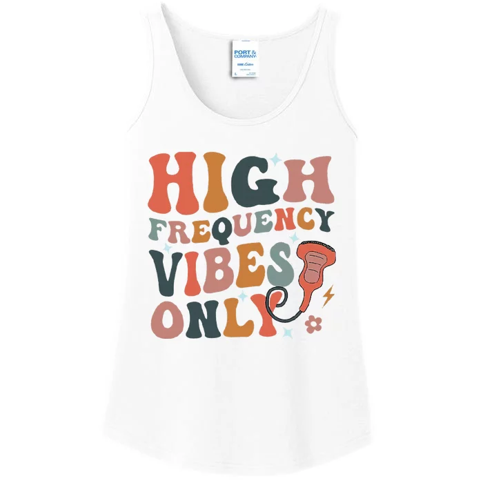 Retro High Frequency Vibes Only Sonography Ultrasound Tech Ladies Essential Tank