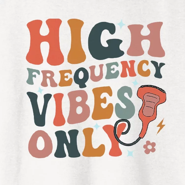 Retro High Frequency Vibes Only Sonography Ultrasound Tech Women's Crop Top Tee