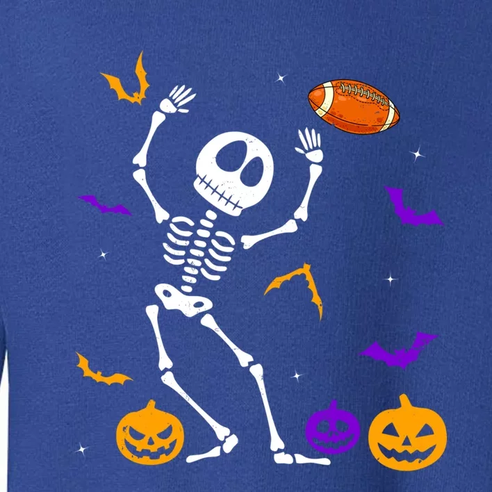 Retro Halloween Football Player Skeleton Football Lover Funny Gift Toddler Sweatshirt