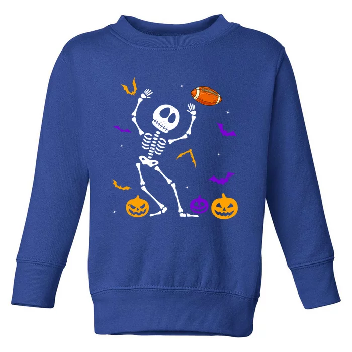 Retro Halloween Football Player Skeleton Football Lover Funny Gift Toddler Sweatshirt