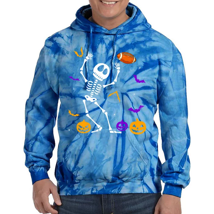 Retro Halloween Football Player Skeleton Football Lover Funny Gift Tie Dye Hoodie