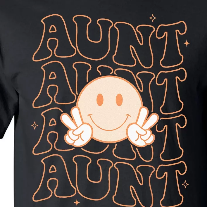 Retro Happy Face Aunt Groovy Smile Face Funny Auntie Tall T-Shirt