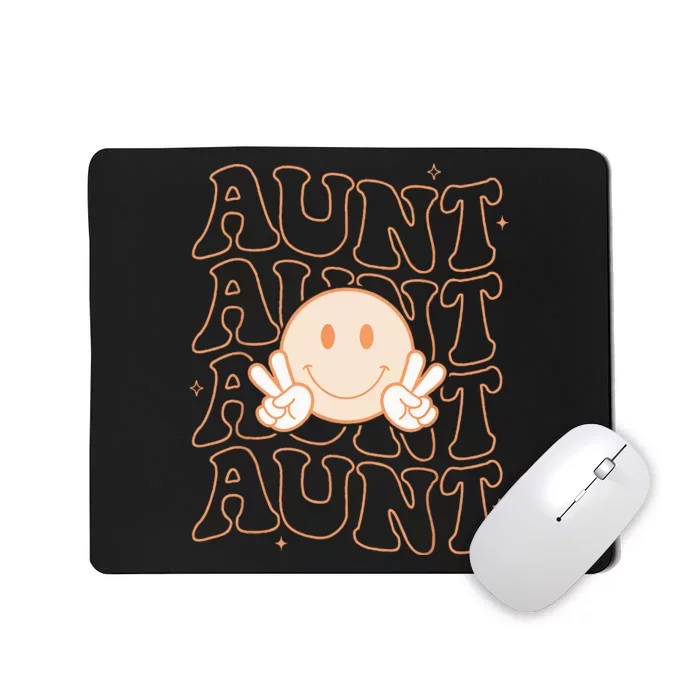 Retro Happy Face Aunt Groovy Smile Face Funny Auntie Mousepad