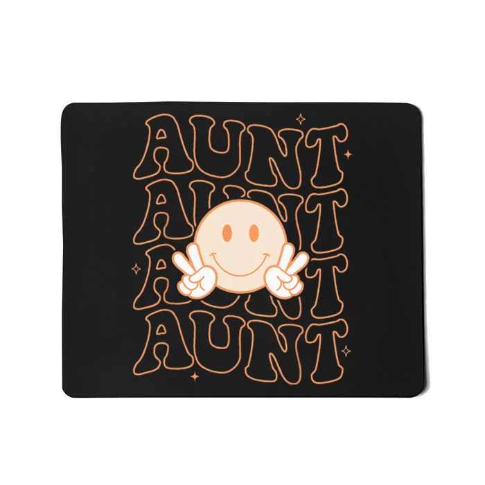 Retro Happy Face Aunt Groovy Smile Face Funny Auntie Mousepad