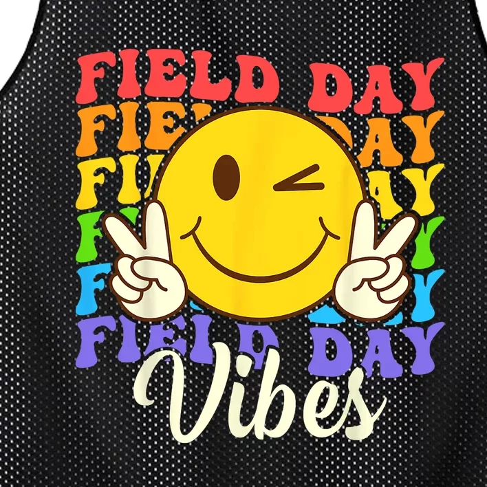 Retro Hippie Field Day Vibes Teacher Student Boy Girl Mesh Reversible Basketball Jersey Tank