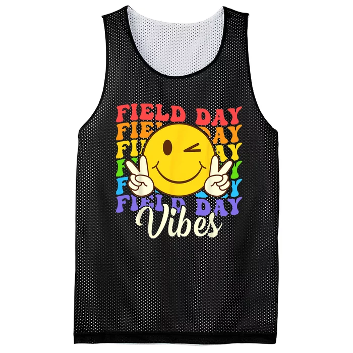 Retro Hippie Field Day Vibes Teacher Student Boy Girl Mesh Reversible Basketball Jersey Tank