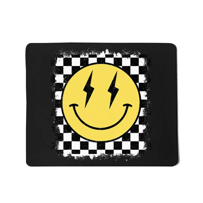 Retro Happy Face Checkered Pattern Smile Face Trendy Mousepad