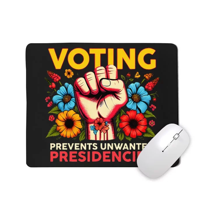 Retro Hand Fist Voting Prevents Unwanted Presidencies Flower Mousepad