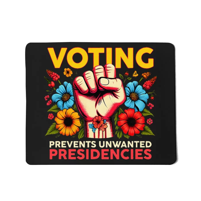 Retro Hand Fist Voting Prevents Unwanted Presidencies Flower Mousepad