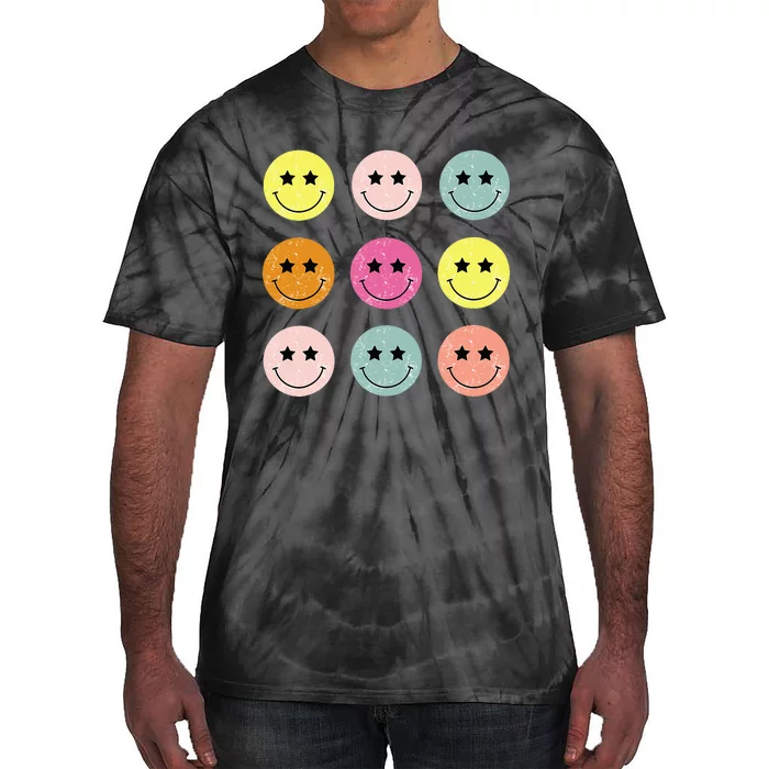 Retro Happy Face Checkered Pattern For Women Men Kids Tie-Dye T-Shirt